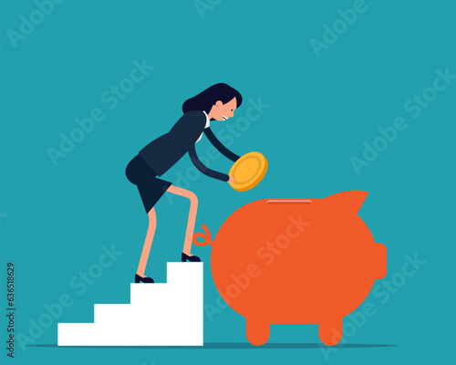 Savings piggy bank money box. Business financial concept. Vector illustration in cartoon style design