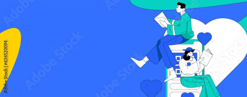 Happy Valentine's Day flat character vector concept operation hand drawn illustration
