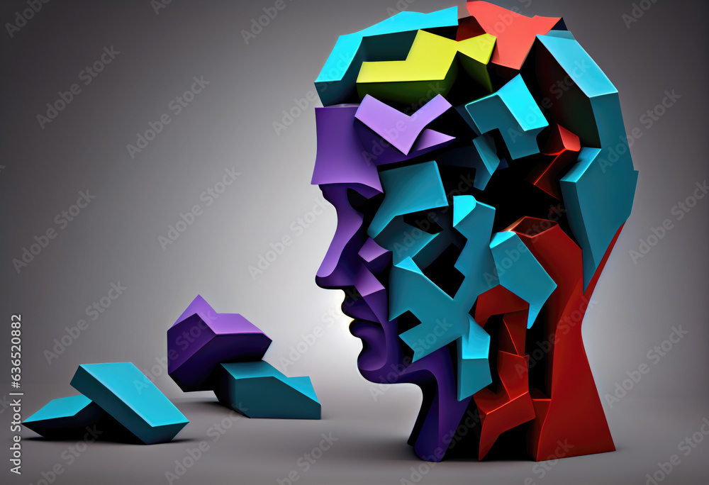 Colorful Illustration of Mental Health and Depression, Generative AI