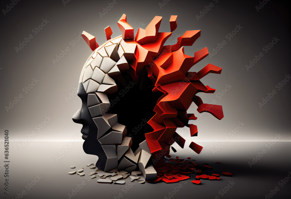 Colorful Illustration of Mental Health and Depression, Generative AI