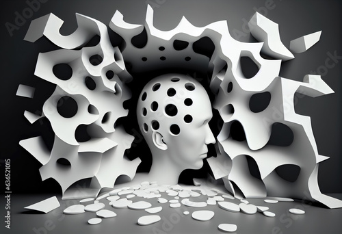 Black and White Illustration of Mental Health and Depression, Generative AI
