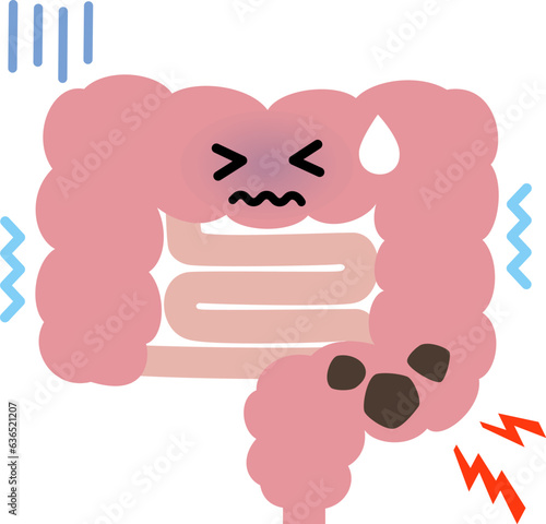 便秘になっている腸のキャラクター