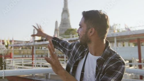 Male solo traveler exploring the bangkok city 