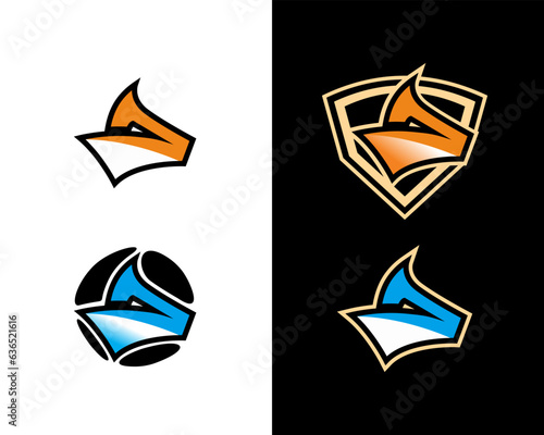 Set of Fox shield element icon logo vector design. Fox mascot sport logo vector template