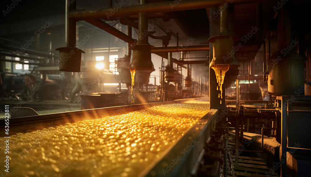 bottled cooking oil in production plant