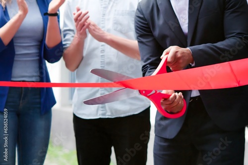 Obraz na płótnie Ribbon Cut Ceremony Outdoors