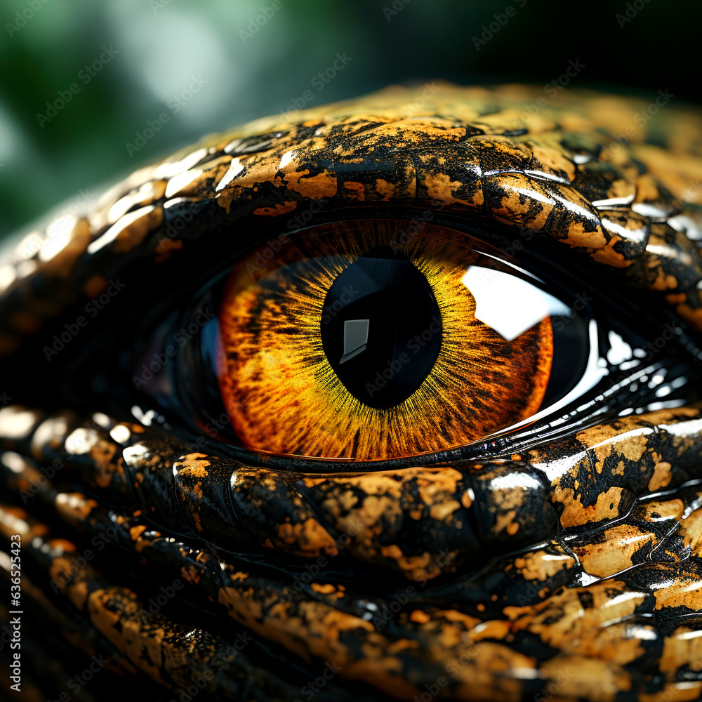Reptile eye close-up, macro photography, AI generated