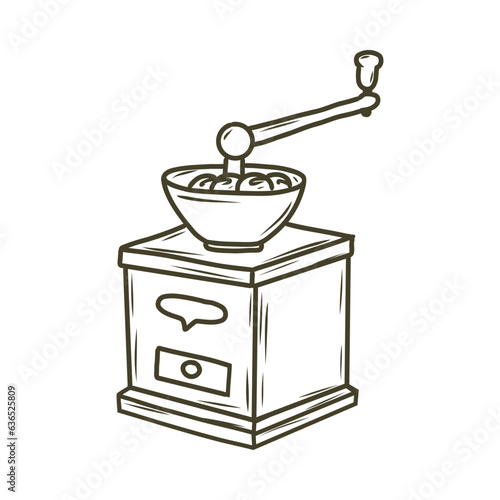 Hand drawn Manual Coffee Grinder