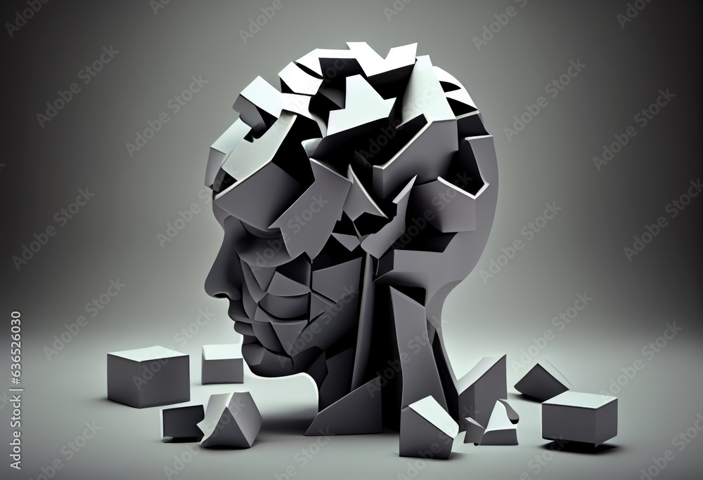 Black and White Illustration of Mental Health and Depression, Generative AI