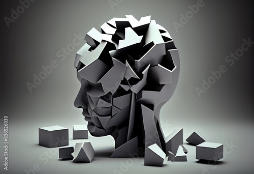 Obraz na płótnie Black and White Illustration of Mental Health and Depression, Generative AI w salonie