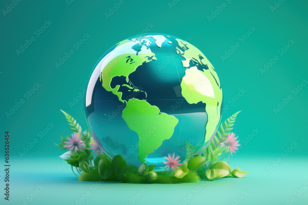 Naklejka premium Eco Friendly Planet Earth Background, Save the World, Earth day, Environment Day. Generative AI