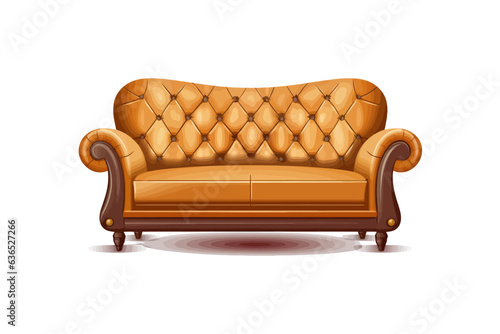 Fototapeta Naklejka Na Ścianę i Meble -  Brown leather sofa. Vector illustration design.