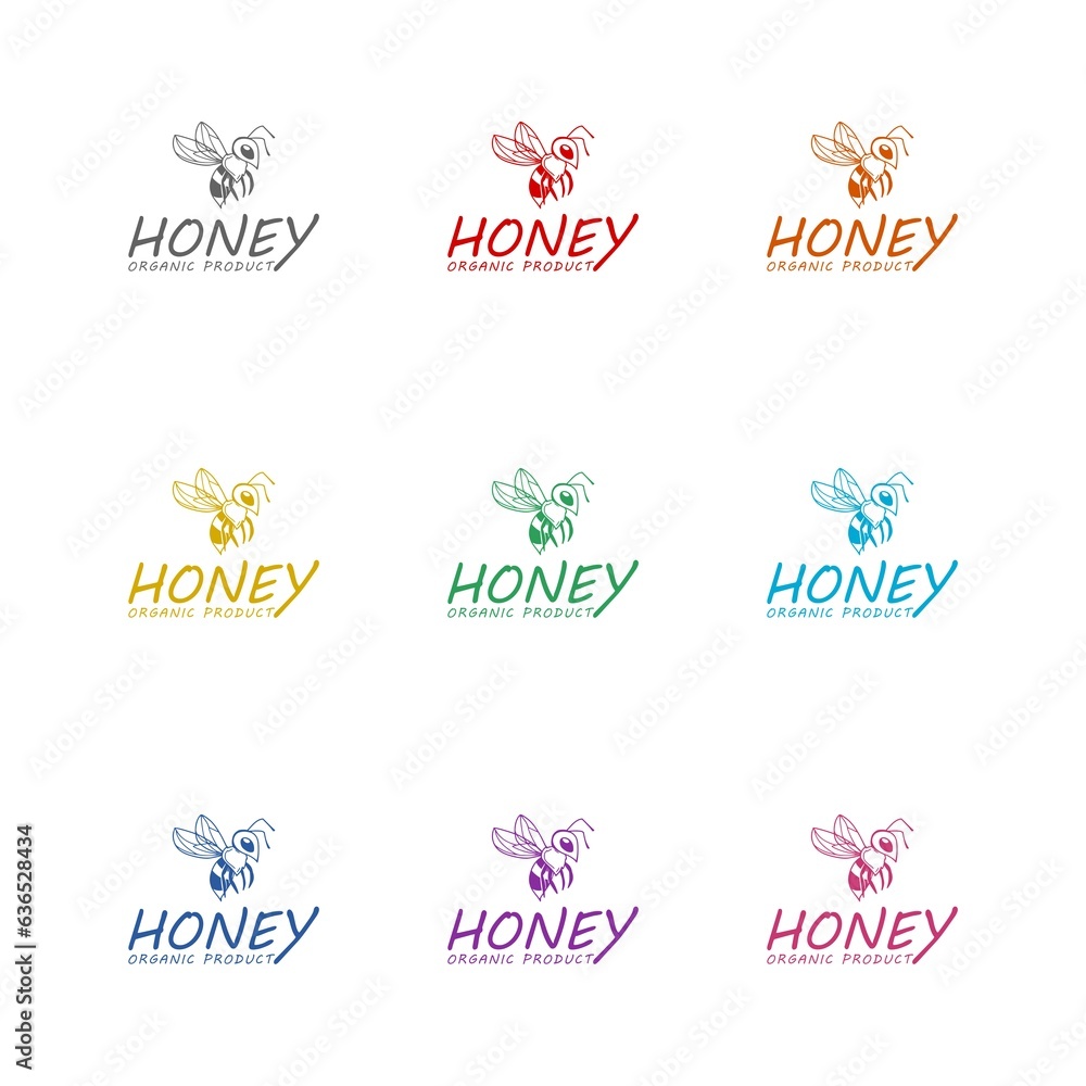 Honey organic product template icon isolated on white background. Set icons colorful