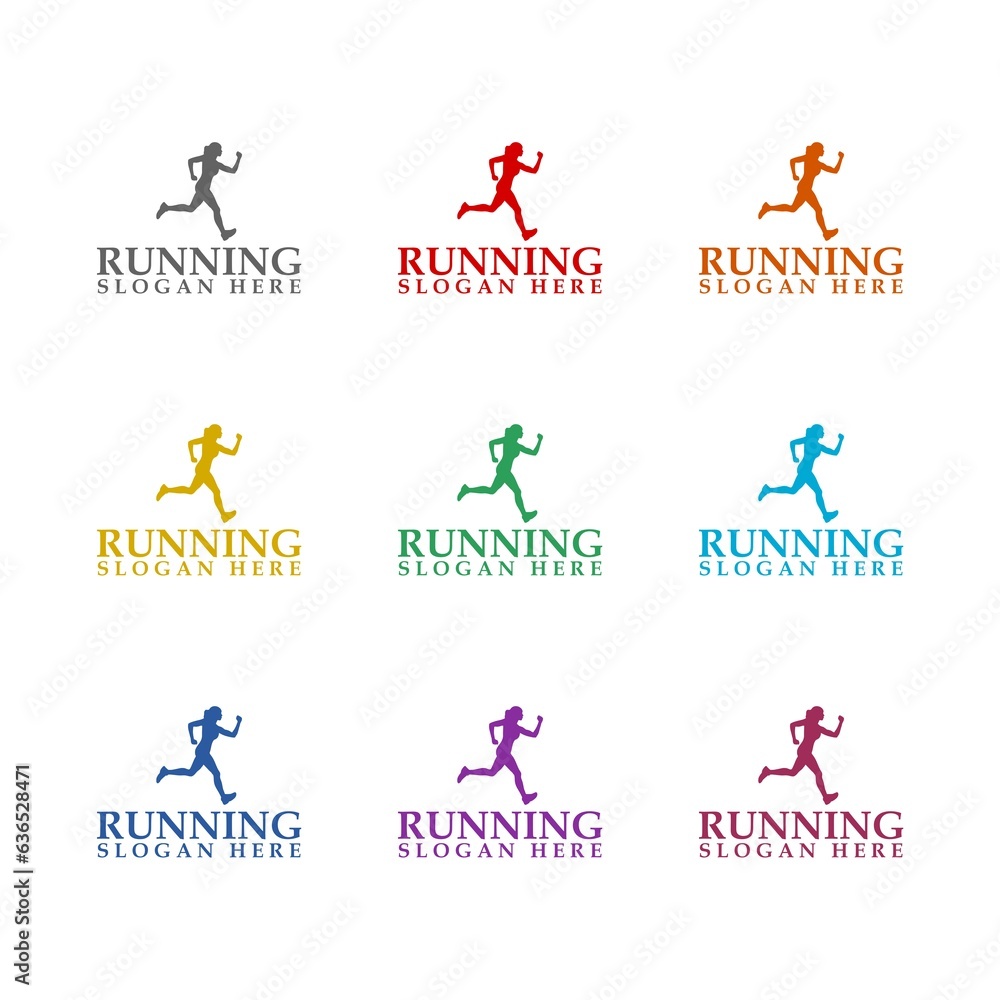 Running Sports Logo design Template icon isolated on white background. Set icons colorful Running Sports Logo design Template icon isolated on white background. Set icons colorful