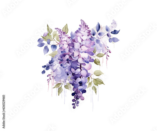 Wisteria watercolor flowers. Vector illustration design.
