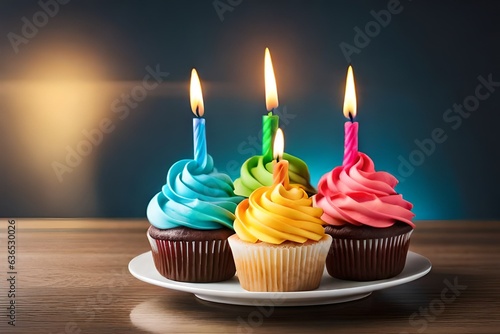 cupcake with candle generated AI