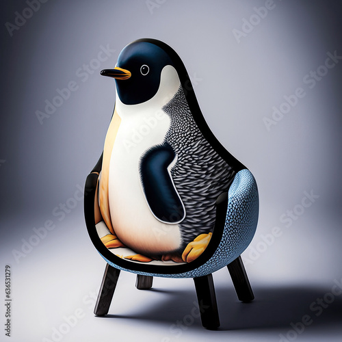 ai generated illustrution designer sofa inspired by  cute penguin photo