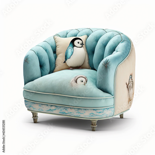 ai generated illustrution designer sofa inspired by  cute penguin photo