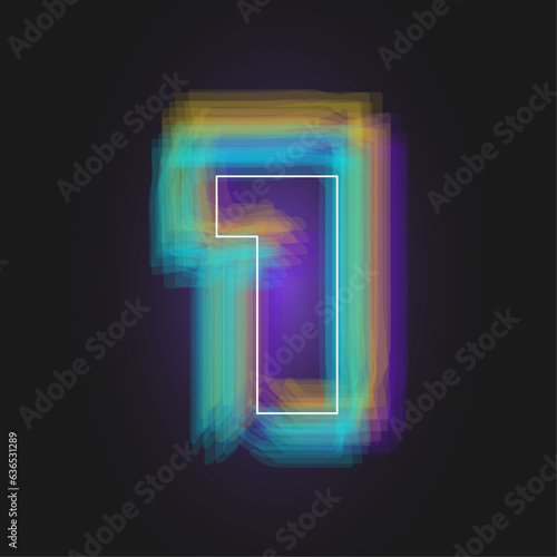 Number one 1 with white frame and bright paint effect on dark background. Vector illustration