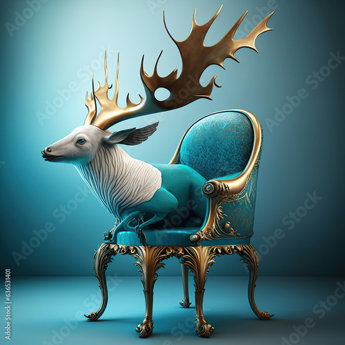 ai generated illustrution designer sofa inspired by antler photo