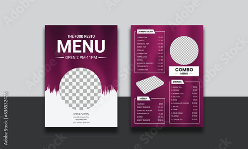  Editable Food menu card template design, Restaurant Healthy luxury food menu Brochure flyer catalog leaflet booklet Template design