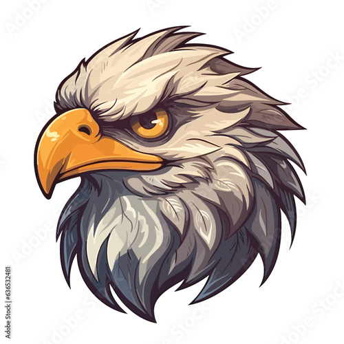 Minimalist Cartoon-Style Eagle Mascot Head in Color