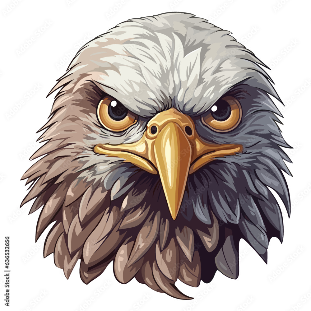 Obraz premium Minimalist Cartoon-Style Eagle Mascot Head in Color