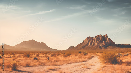Fotografiet Mountain desert texas background landscape