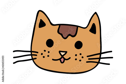 Hand drawn cat muzzle clipart. Cute pet face doodle