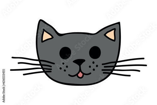 Hand drawn cat muzzle clipart. Cute pet face doodle