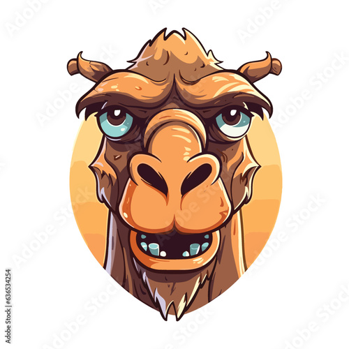 Camel mascot head cartoon style color minimalist