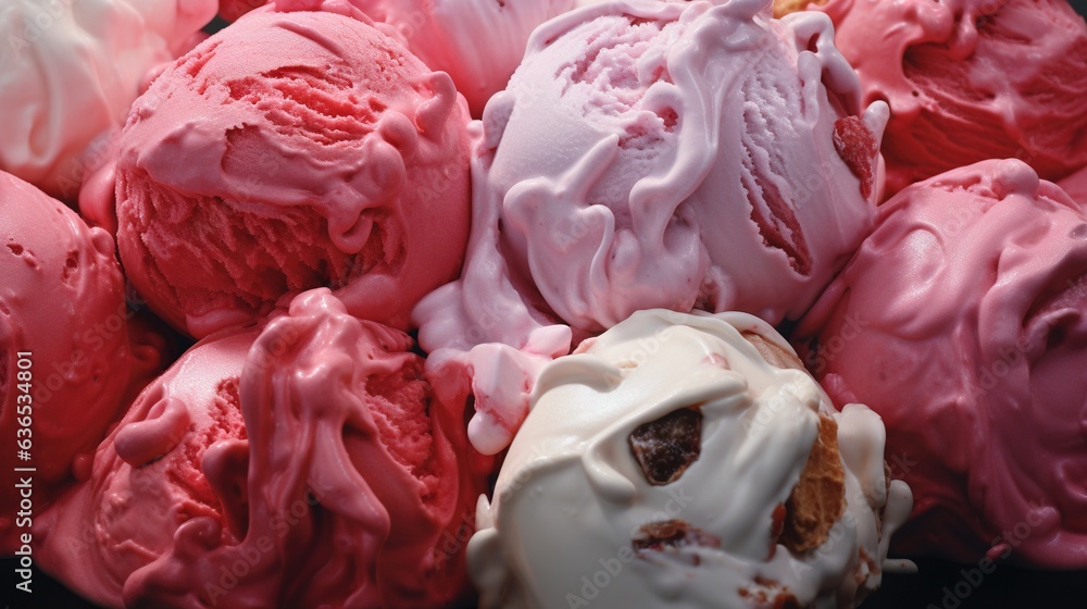 a pile of different colored ice creams with icing. generative ai a pile of different colored ice creams with icing. generative ai