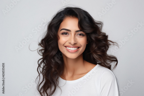 young attractive and elegant woman against a white background.