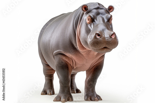 Hippo isolated on a white background. Animal front view portrait. © Laser Eagle