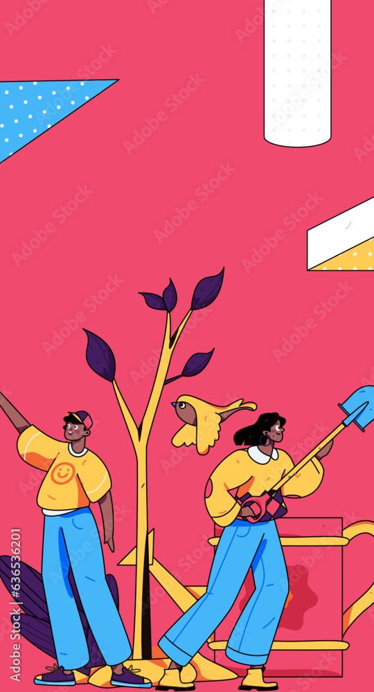 Vector concept operation hand-drawn illustration of flat characters planting trees in spring Arbor Day
Vector concept operation hand-drawn illustration of flat characters planting trees in spring Arbor Day