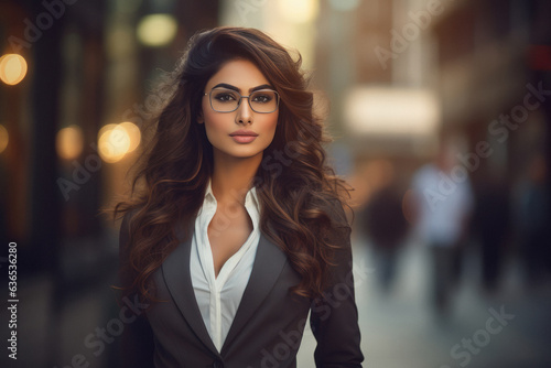 Indian Businesswoman or corporate employee standing on city street © Niks Ads