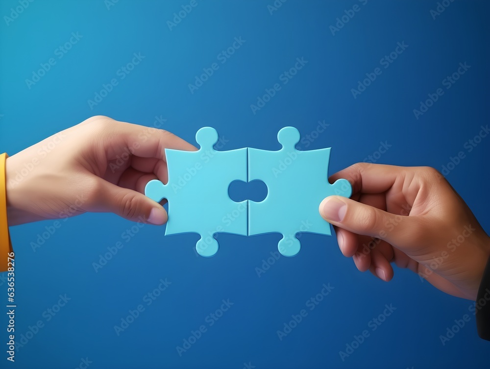 Rätselhaftes Miteinander: Puzzleteile und Hände Rätselhaftes Miteinander: Puzzleteile und Hände