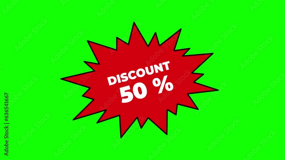 50% discount animation on green screen background 50% discount animation on green screen background
