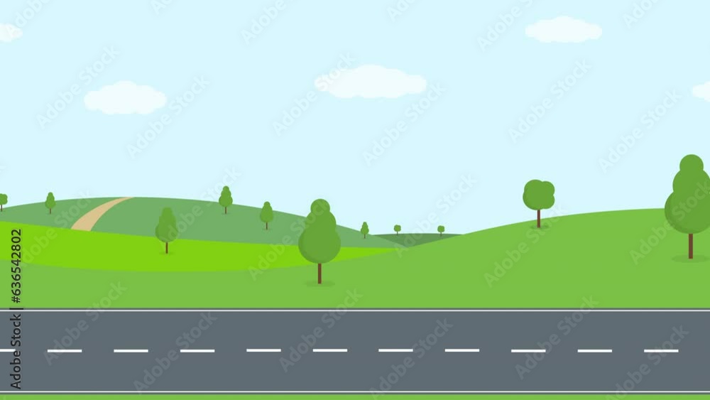 2D Countryside road seamless loop