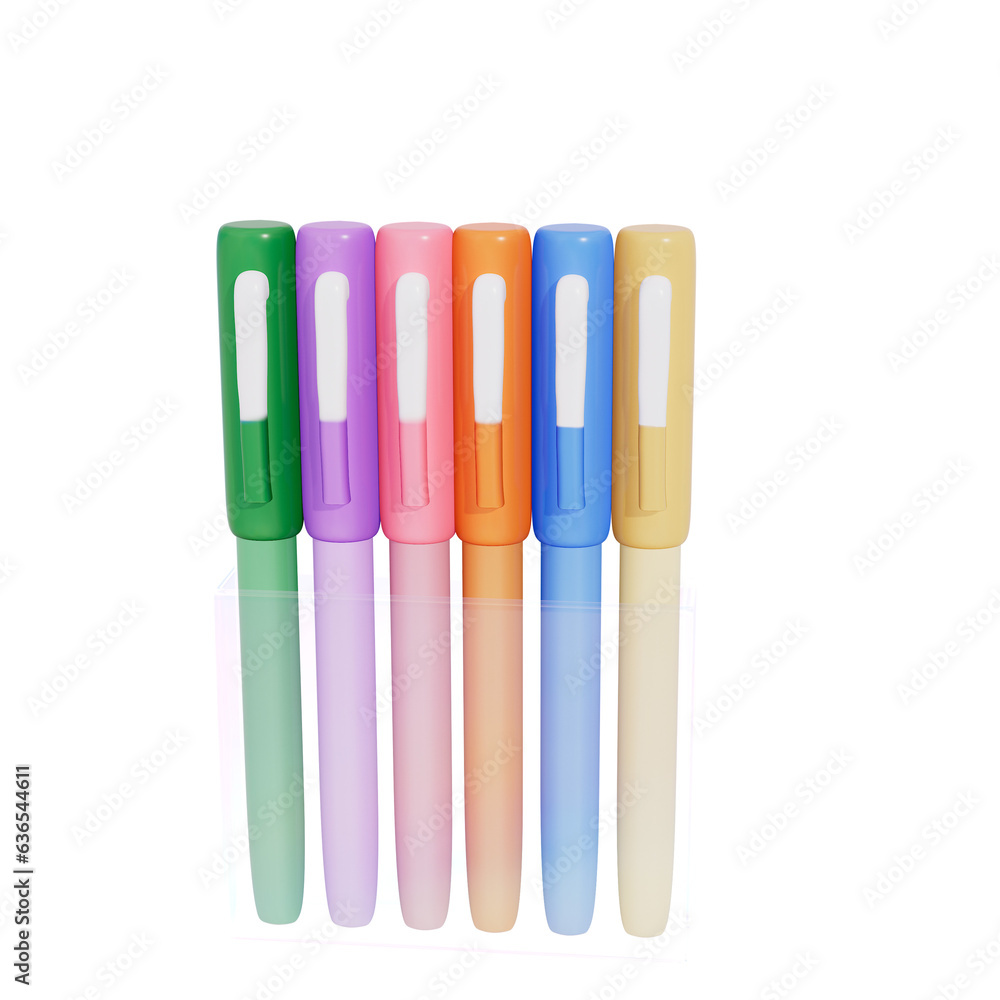 3D illustration Back to school stationery items isolated on transparent background 3D illustration Back to school stationery items isolated on transparent background