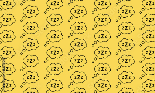 Sleeping bubble with zzz different style Pattern on yellow Bg․ Vector ilustration