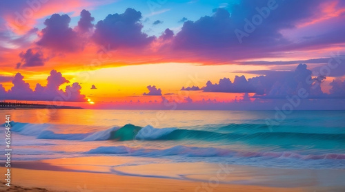 Sunset Serenity  Mesmerizing Beachscape Bathed in Colors