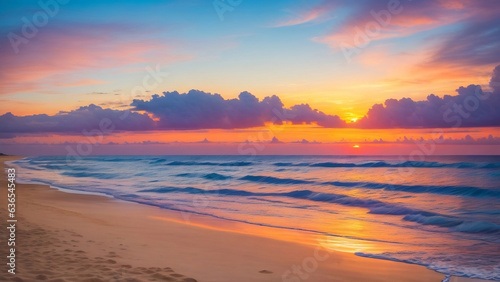 Sunset Serenity  Mesmerizing Beachscape Bathed in Colors