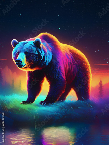 Luminescent Grizzly Bear AI art