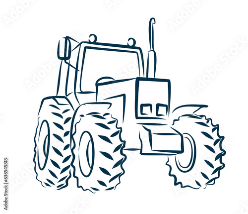 The  sketch of a tractor.