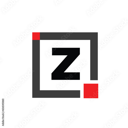 Free Download Z company name monogram with red square. Z dot icon. - GFXLoad