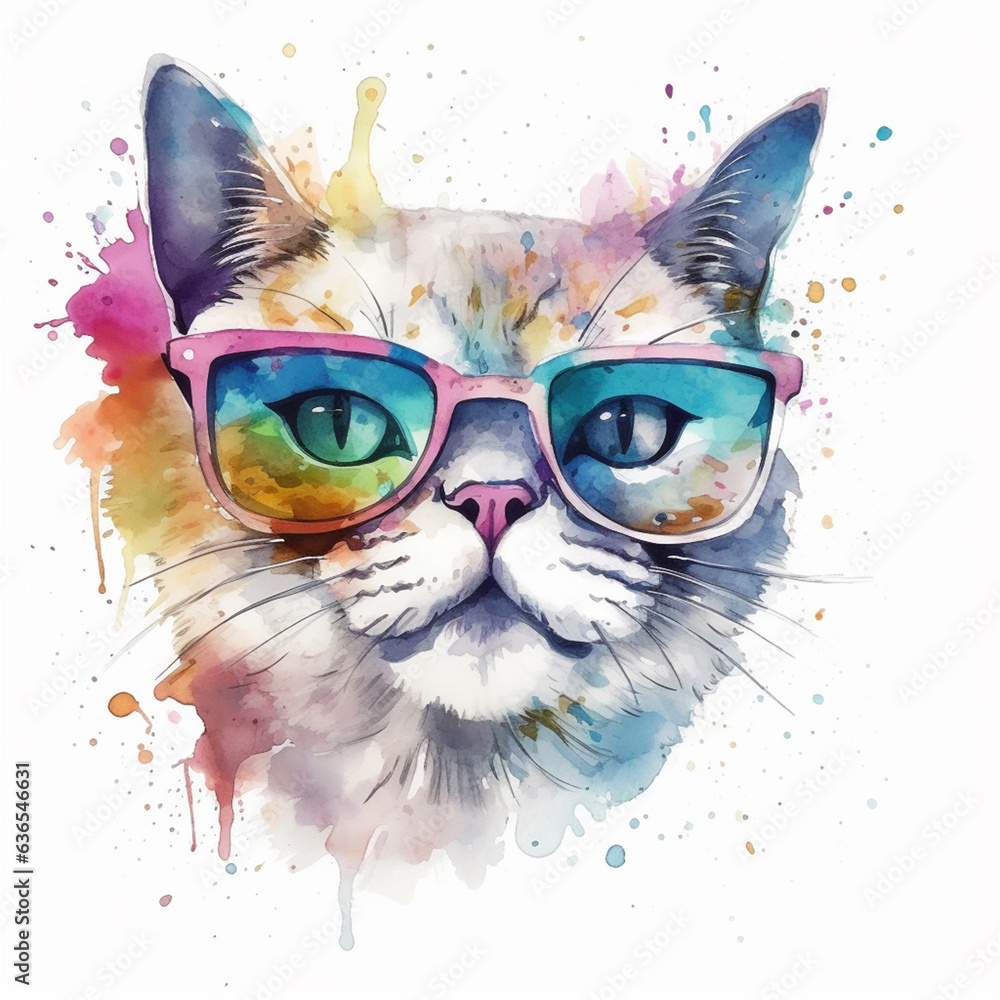 Fototapeta Cute animals generative ai. Cartoon colorful.