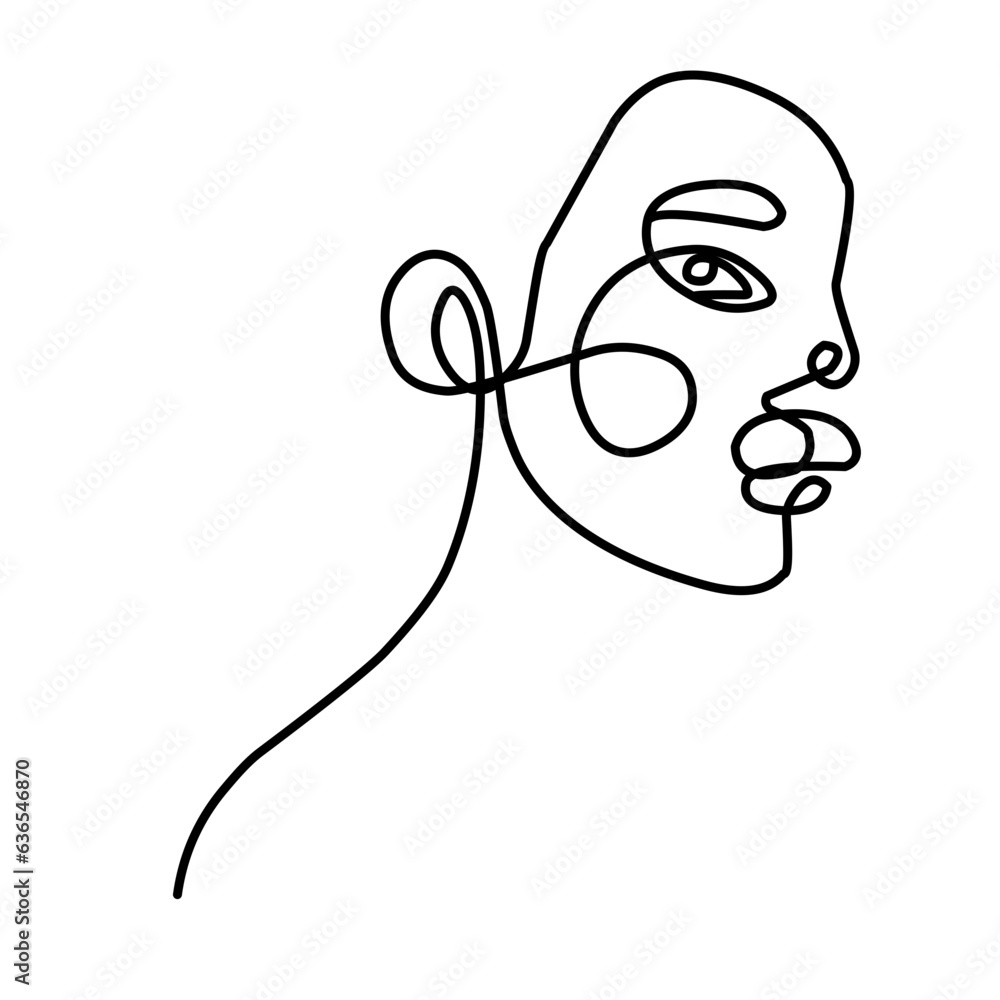 Continuous Linear Silhouette of Female Face Continuous Linear Silhouette of Female Face