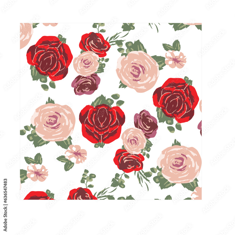 : red rose flower print art