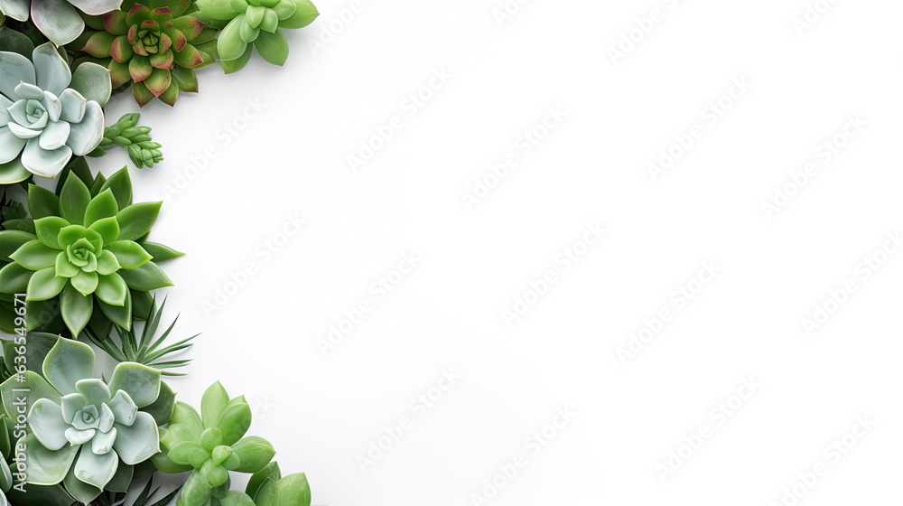 header with succulent plants on a white background header with succulent plants on a white background